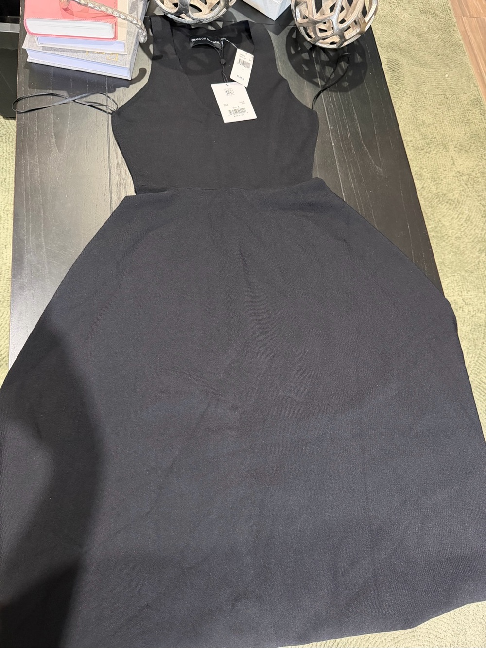 Elegant Black Fit-and-Flare Dress with Sheer Yoke